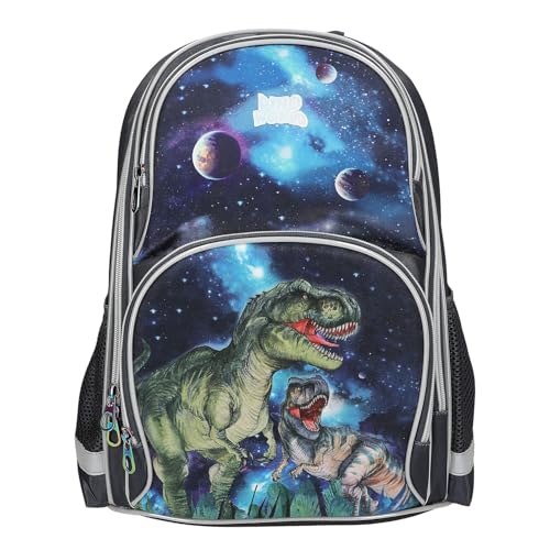 Depesche 13132 Dino World Galaxy - Schulrucksack in Dunkelblau, mit Dinosaurier Motiv, Planeten und Sternen, Schultasche mit verstellbaren Trägern von Depesche