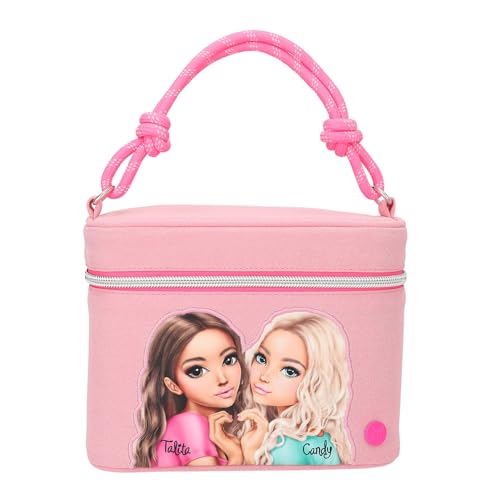 Depesche 13156 TOPModel - Kosmetiktasche Beauty and Me, in Pink, mit Model Motiv und Glitzer, Kosmetikkoffer mit Tragegriff und Spiegel von Depesche