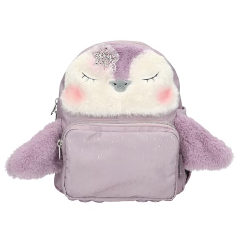 Depesche 13159 Princess Mimi Penguin - Rucksack in Flieder, mit Pinguin Motiv und Plüschfell, Tasche mit verstellbaren Trägern von Depesche