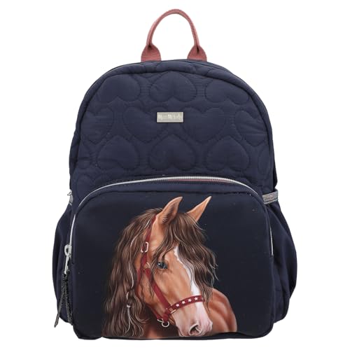 Depesche 13191 Miss Melody Glitter Horse-Rucksack in Dunkelblau, mit Pferde Motiv, Glitzer und Herz Steppung, Tasche mit verstellbaren Trägern, Mehrfarbig von Depesche