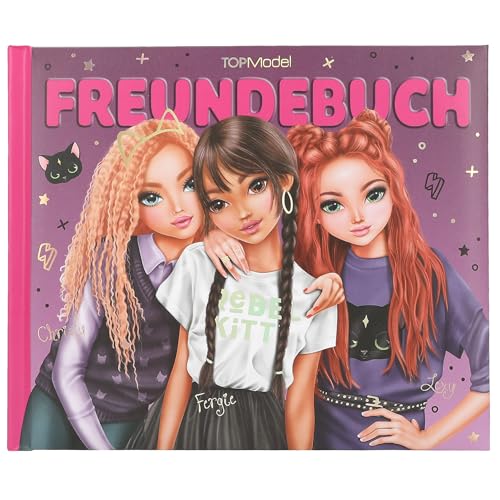 Depesche 13200 TOPModel Rebel Kitty - Freundebuch in Lila und Schwarz, mit Model Motiv und Katzen, Freundschaftsbuch mit 108 Seiten zum Eintragen und Verzieren von Depesche