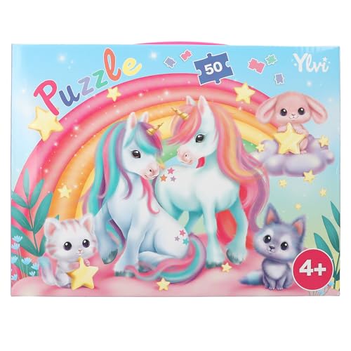 Depesche 13204 Ylvi - Puzzle 50 Teile, mit detailliertem Einhorn Motiv, ausgelegt ca. 58 x 40 cm, im Karton-Koffer mit Tragegriff von Depesche