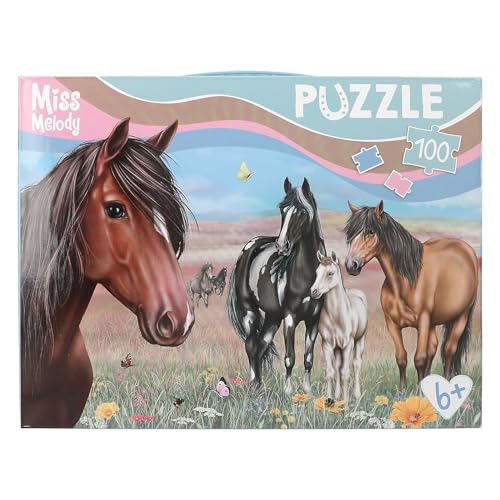 Depesche 13205 Miss Melody - Puzzle 100 Teile, mit detailliertem Pferde Motiv, ausgelegt ca. 58 x 40 cm, im Karton-Koffer mit Tragegriff von Depesche