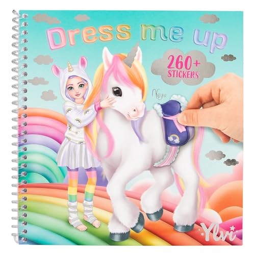 Depesche 13215 Ylvi Dress Me Up - Stickerbuch mit 24 Seiten vorgedruckter Einhorn Motive zum Selbstgestalten, inkl. 11 Stickerbogen von Depesche