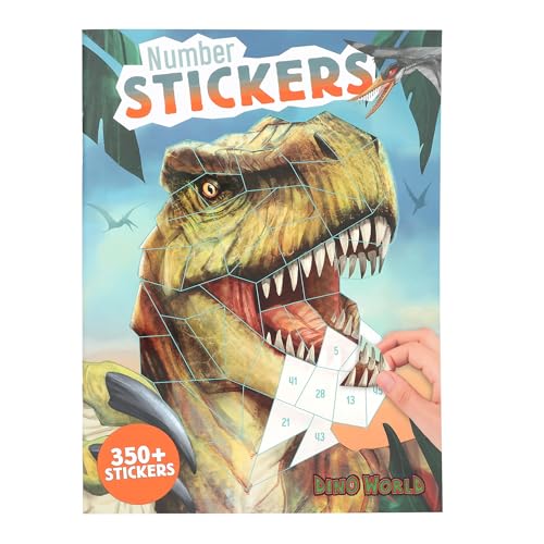 Depesche 13243 Dino World Number Sticker - Stickerbuch mit 16 Seiten zum Gestalten von Dino-Motiven nach Zahlen, inklusive 8 Stickerbogen von Depesche