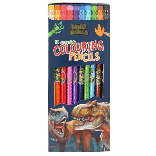 Depesche 13530 Dino World - Buntstifte Set mit 10 Farben im Etui, inkl. Radierer-Topper auf jedem Stift, zum Ausmalen in der Schule und Freizeit Depesche 13530 Dino World - Buntstifte Set mit 10 Farben im Etui, inkl. Radierer-Topper auf jedem Stift, zum Ausmalen in der Schule und Freizeit von Depesche