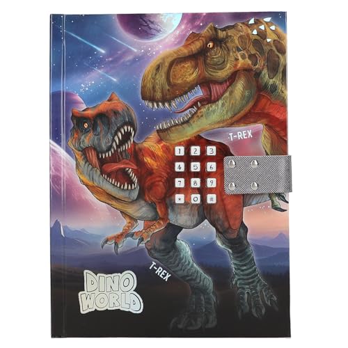 Depesche 13581 Dino World - Tagebuch mit Zahlen-Code und Sound, Buch in Blau und Lila, mit -T-Rex Motiv und 192 linierten Seiten von Depesche