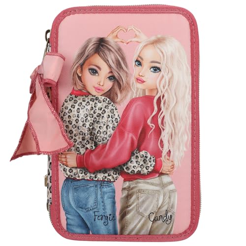 Depesche 13639 TOPModel Leoheart - Gefüllte 3-Fach Federtasche in Rosa und Rot, mit Model Motiv und Leo-Print, Federmappe mit Buntstiften, Schere, Lineal UVM. Depesche 13639 TOPModel Leoheart - Gefüllte 3-Fach Federtasche in Rosa und Rot, mit Model Motiv und Leo-Print, Federmappe mit Buntstiften, Schere, Lineal UVM. von Depesche