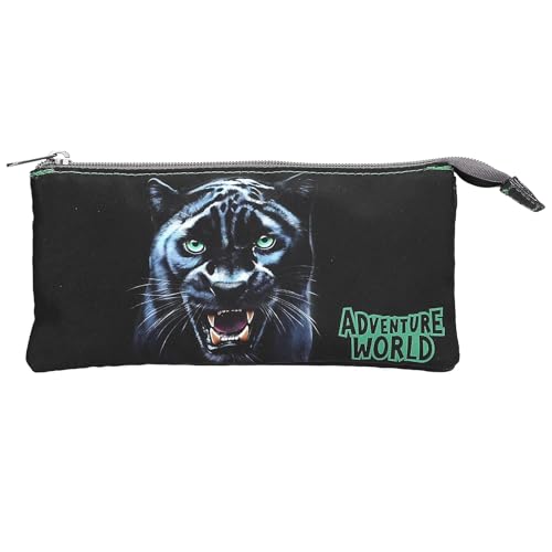 Depesche 13691 Adventure World Panther - Schlampertasche in Schwarz und Grün, mit Panther Motiv, Federtasche mit 3 Fächern Depesche 13691 Adventure World Panther - Schlampertasche in Schwarz und Grün, mit Panther Motiv, Federtasche mit 3 Fächern von Depesche