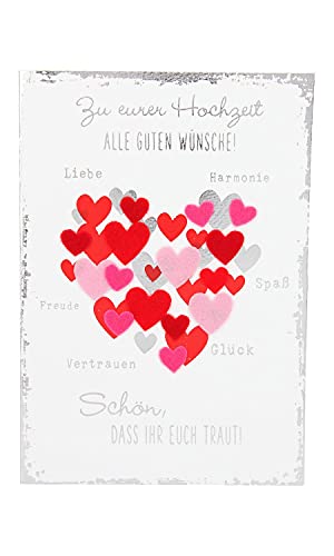 Depesche 3003.049 Glückwunsch-Karte zur Hochzeit, elegante Hochzeitskarte mit passendem Spruch, ohne Innentext, inkl. Umschlag, 17,5 x 12,5 cm von Depesche