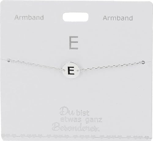 Depesche 4715-005 Armband für Damen mit dem Buchstaben E als Anhänger, versilbert, variabel in der Länge tragbar (15 - 20 cm), ideal als Geschenk für die Partnerin, (beste) Freundin, Ehefrau von Depesche