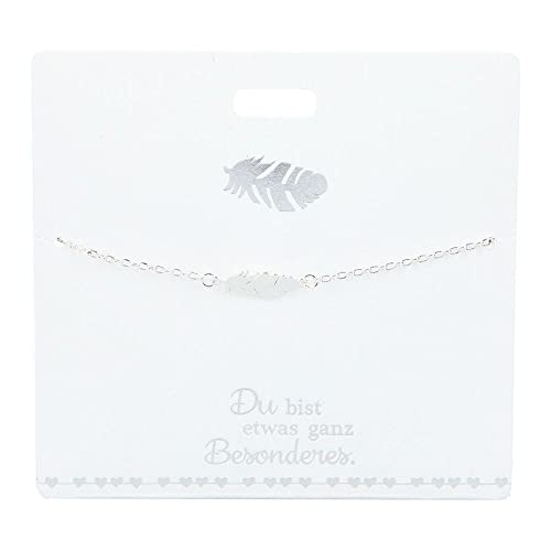 Depesche 4715-033 Armband für Damen mit einem Feder-Symbol als Anhänger, versilbert, variabel in der Länge tragbar (15 - 20 cm), ideal als Geschenk für die Partnerin, (beste) Freundin, Ehefrau von Depesche