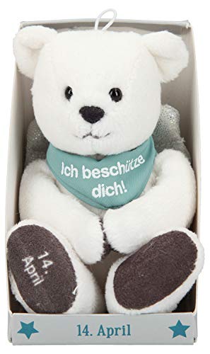 Depesche 8139.105 - Schutzengel Bär aus Plüsch, ca. 9 cm, mit Datum 14. April, Geschenk für Geburtstag, Jahrestag oder Hochzeitstag von Depesche