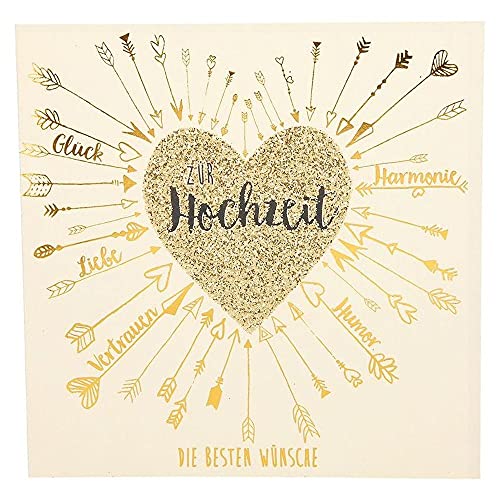 Depesche 8211.044 Glamour Glückwunsch-Karte zur Hochzeit, hochwertige Hochzeitskarte mit glitzernden Elementen, ohne Innentext, inkl. Umschlag, 15,5 x 15,5 cm von Depesche