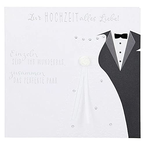 Depesche 8211.055 Glamour Glückwunsch-Karte zur Hochzeit, hochwertige Hochzeitskarte mit glitzernden Elementen, ohne Innentext, inkl. Umschlag, 15,5 x 15,5 cm von Depesche