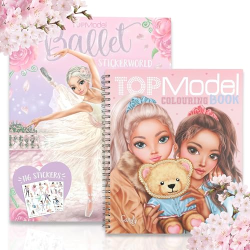 Depesche TOPModel Kreativ-Set: Malbuch Team Teddy & Stickerworld Ballet – Male süße Teddy-Abenteuer und gestalte Zauberhafte Ballettwelten mit Stickern. Kreativität trifft Fantasie! von Depesche