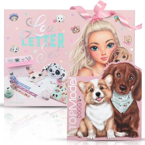 Depesche TOPModel Love Letterset Kitty & Doggy + TOPModel Doggy Malbuch in Figurenform Kitty & Doggy – Kreative Set-Kombination für liebevolle Briefe und fantasievolles Malen mit niedlichen Designs von Depesche