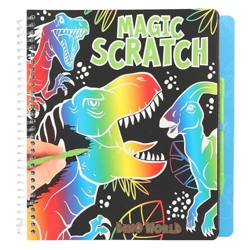 Depesche 12732 Dino World - Magic Scratch Book mit coolen Dinosaurier-Motiven zum Kratzen, Büchlein mit buntem Farbverlauf und Kratzstift von Depesche