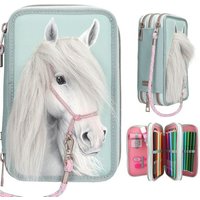 Miss Melody 3 Fach Federtasche mit Pferdekopf Applikation Miss Melody 3 Fach Federtasche mit Pferdekopf Applikation von Depesche