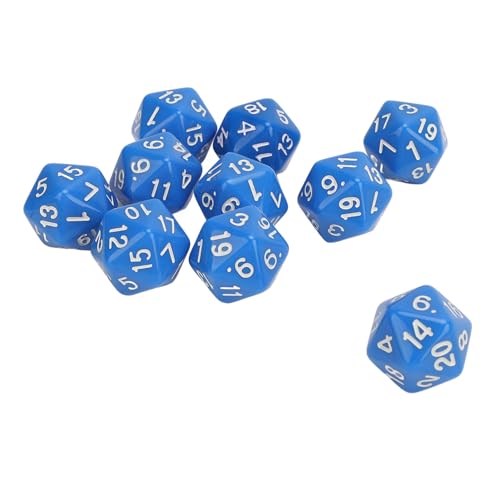 10-teiliges Polyedrisches Würfelset, Klare Zahlen, 20-seitige Würfel aus Kunststoff für D&D RPG MTG Tischspielwürfel, Rollenspiel-Tischspiele, Party, Tragbares (Blue) von Depisuta