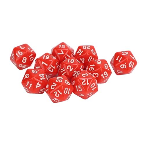 10-teiliges Polyedrisches Würfelset, Klare Zahlen, 20-seitige Würfel aus Kunststoff für D&D RPG MTG Tischspielwürfel, Rollenspiel-Tischspiele, Party, Tragbares (Rot) von Depisuta