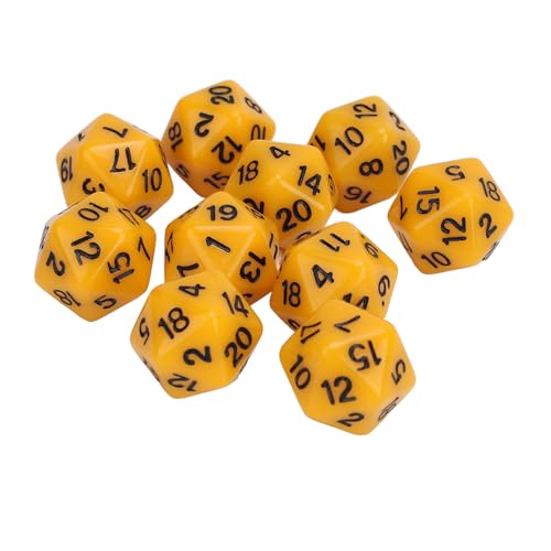 10-teiliges Polyedrisches Würfelset, Klare Zahlen, 20-seitige Würfel aus Kunststoff für D&D RPG MTG Tischspielwürfel, Rollenspiel-Tischspiele, Party, Tragbares (Yellow) von Depisuta