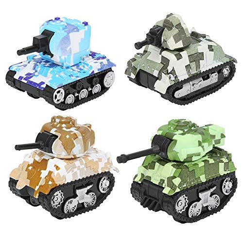 Depisuta 4-teilige Panzermodelle, 3 X 1,6 X 2,2 Zoll Plastikmodellbausatz mit Rückzugsfunktion und Drehbarem Fort Barbette, Showcase Collection Action-Modell, Militärmodellspielzeug, von Depisuta