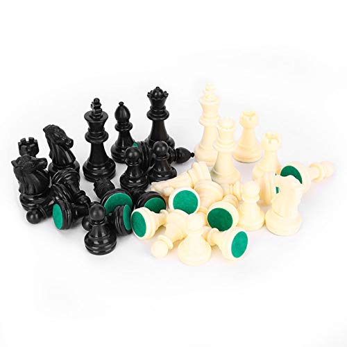 Schachfiguren-Set, 32-teiliges Kunststoff-Schachfiguren-Set, Standard-Turnier-Schwarz-Weiß-Schachfiguren für Schachbrettspiel, Nur Figuren, kein Brett, Brettspiel-Ersatz von Depisuta