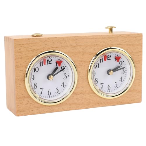 Holz-Vintage-Schach-Timer, Mechanische Retro-Schachuhr mit Analogem Aufziehmechanismus und Großen, Leicht Ablesbaren Zifferblättern, Keine Batterie Erforderlich, Brettspiel-Timer von Depisuta