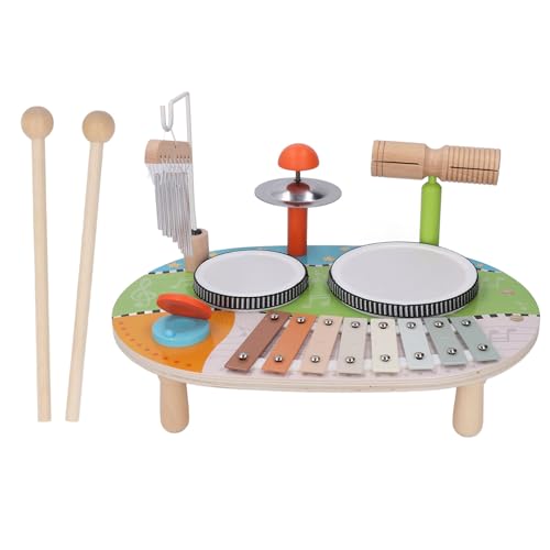 Kinder-Trommelset, Bar-Chimes-Schlaginstrumente, Trommel- und Windspiele, Musikinstrumente, Spielzeug für Kleinkinder, Baby-Vorschule, Pädagogisches Musikspielzeug von Depisuta