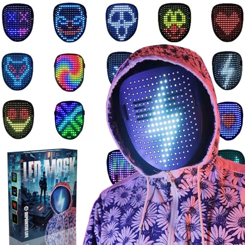 Depointer Life LED Maske mit Gestensensor, LED beleuchtete Gesicht Transforming Maske für Kostüm Cosplay Party Maskerade leuchtende Maske für Halloween von Depointer Life