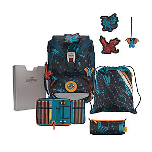 DerDieDas ErgoFlex Exklusiv LED Dragon Moon Schulrucksack-Set von DerDieDas