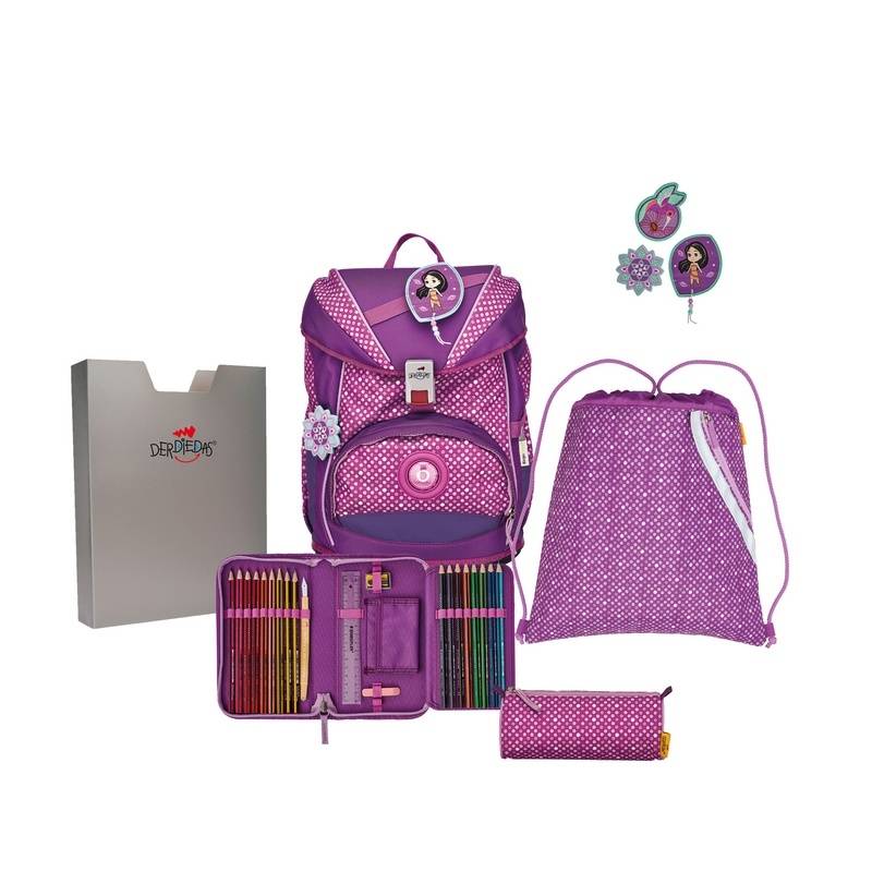 DerDieDas Schulranzen Set ErgoFlex Purple Dots 5-tlg. von DerDieDas