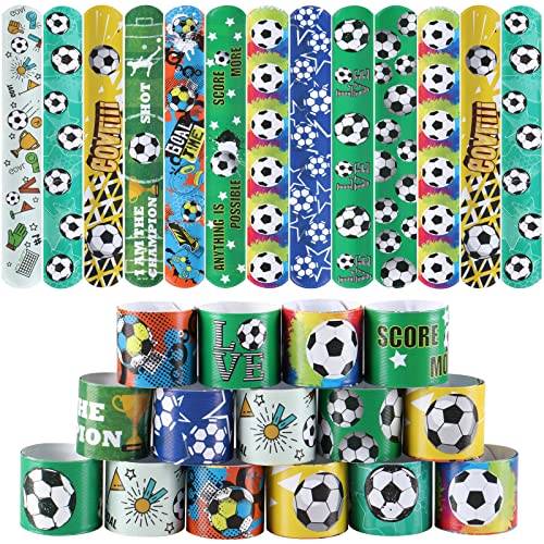 Deratta 30 Stück Fußball Schnapparmband Kinder Slap Armband Fussball Party Mitgebsel Kindergeburtstag Kleine Geschenke für Kinder Fußball Party Klatscharmband Jungen von Deratta