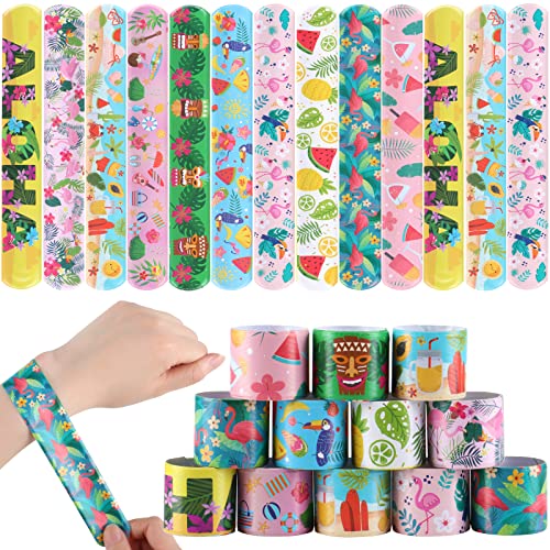 Deratta 30 Stück Hawaii Schnapparmband Kinder Slap Armband Mallorca Party Mitgebsel Kindergeburtstag Kleine Geschenke für Kinder Sommerparty Klatscharmband Mädchen von Deratta