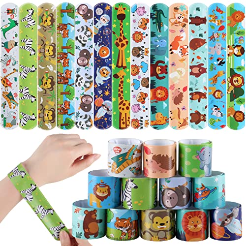 Deratta 30 Stück Tiere Schnapparmband Kinder Slap Armband Safari Party Mitgebsel Kindergeburtstag Kleine Geschenke für Kinder Waldtiere Party Klatscharmband Jungen von Deratta