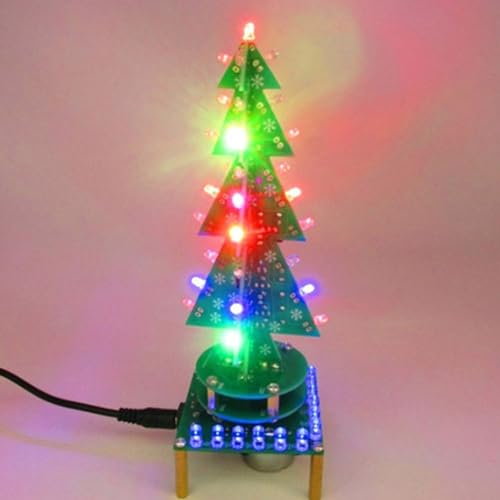 Bunter Blinkender Weihnachtsbaum, DIY-Kit, Elektronische Farbe, Elektronischer Weihnachtsbaum, Bunte LED, Automatisch Rotierender Musikbaum, Montageset, 3D-Lehrset von Derefine