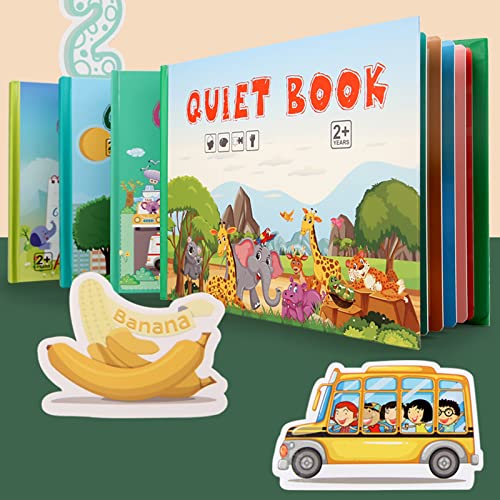 Derefine DIY-Buch für Kleinkinder, Montessori-Buch für Kinder Zur Entwicklung von Lernfähigkeiten, Tierfahrzeugnummer, Obst, Vorschul-Lernaktivitäten, Lern- oder Bildungsspielzeug(Tier) von Derefine