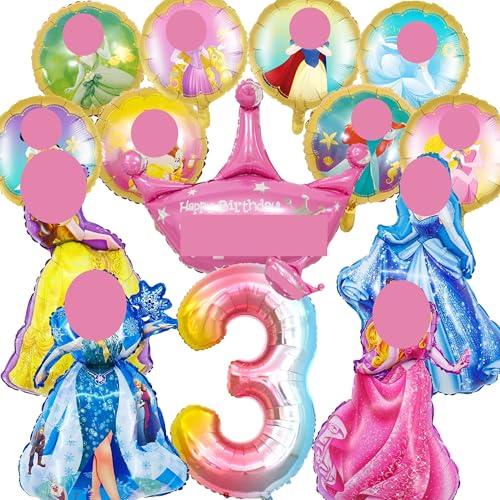 15 PCS Folienballon Geburtstag, Luftballons Geburtstag 3, Foil Balloons, Geburtstag Deko, Folienballon 3 Jahre Mädchen für Geburtstage, Partys (3th) von Dereine