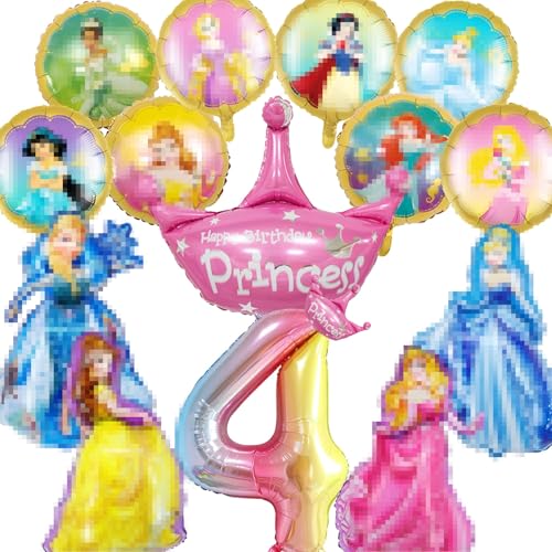 15 PCS Folienballon Geburtstag, Luftballons Geburtstag 4, Foil Balloons, Geburtstag Deko, Folienballon 4 Jahre Mädchen für Geburtstage, Partys (4th) von Dereine