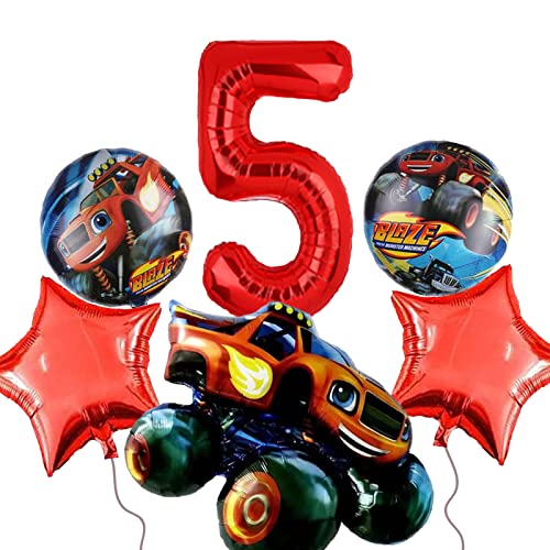 Cartoon Geburtstagsdeko 5 Jahre, 6 PCS Cartoon Luftballons, Thema Party Ballon Dekoration, Luftballons Geburtstagsfeier, Kindergeburtstag Deko Ballon, Luftballon 5. Geburtstag Jungen von Dereine