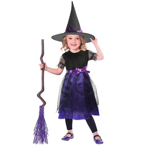 Dereine Hexenkostüm Mädchen, Halloween Kostüm Kinder, Hexen Kostüme mit Hut, Hexen Kostüme für Kinder, für Halloween, Karneval, Cosplay Party (120, B) von Dereine