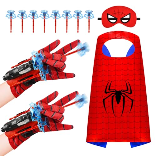 Launcher Spielzeug, Handgelenk Spielzeug Set, Handschuhe für Kinder, Web Shooter, Maske für Kinder, Umhänge für Kinder, Launcher Handschuh mit Kinder Maske und Umhänge, Kinder Cosplay Kostüme von Dereine