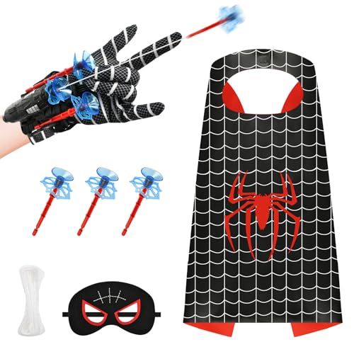 Launcher Spielzeug, Handgelenk Spielzeug Set, Handschuhe für Kinder, Web Shooter, Maske für Kinder, Umhänge für Kinder, Launcher Handschuh mit Kinder Maske und Umhänge, Kinder Cosplay Kostüme von Dereine