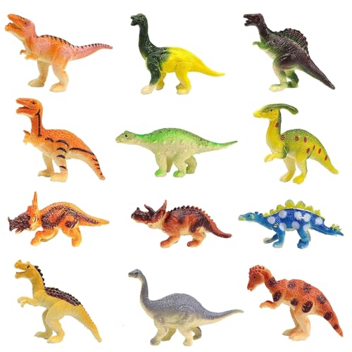 Dinosaurier Spielzeug Set, 12 Stück Dinosaurier Figuren Kinder, Mini Dinosaurier Figuren, Realistische Dinosaurier Figur, Kleine Dinosaurier Figuren, Party Spielzeug für Jungen Mädchen von Dereine