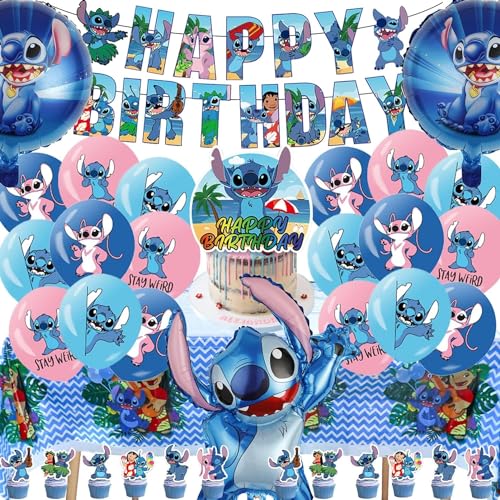 Geburtstagsballons Deko, Party Dekoration Ballons, Folienballon Geburtstag, Cartoon Cake Topper, Happy Birthday Banner, Tischdecke, Cartoon Party Luftballon für Geburtstagsfeier von Dereine