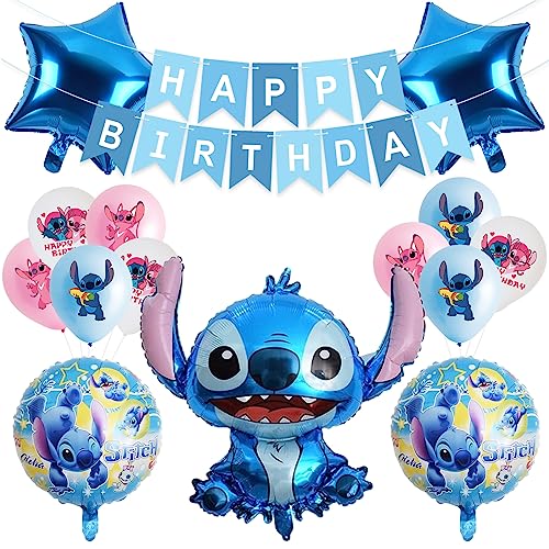 Party Balloons, 15 PCS Luftballon Geburtstag, Kindergeburtstag Luftballons, Party Geburtstagsdeko Ballons, Geburtstagsdeko mit Ballon und Banner (Blau) von Dereine