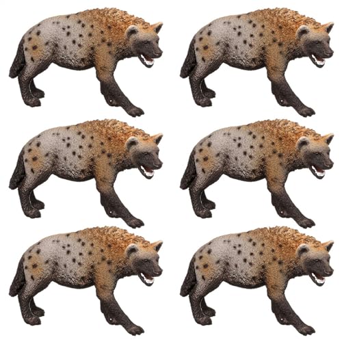 6 Stück Hyänen-Modell - Hyänen-Spielzeug, 8,5 cm/3,4 Zoll - Afrikanische Safari-Tier-Spielzeugfiguren - Sammelbares Hyäne Tierfiguren Wildlife Collection Figur - Kinder-Vorschul-Figuren-Spielzeug von Derwrtup