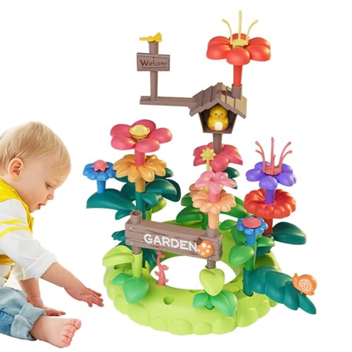 Derwrtup Blumen-Bauset, Blumen-Bauspielzeugset | Bildungsaktivität für Vorschulkinder - Lernspielzeug für Kinder, Stapelspiel für Kleinkinder, Spielset zum Sortieren und Stapeln von Spielzeug für die von Derwrtup