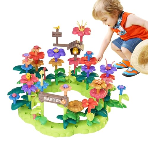 Derwrtup Blumen-Bauspielzeug-Set, Blumengarten-Bauspielzeug - Bildungsaktivität für Vorschulkinder | Lernspielzeug für Kinder, Stapelspiel für Kleinkinder, Spielset zum Sortieren und Stapeln von von Derwrtup